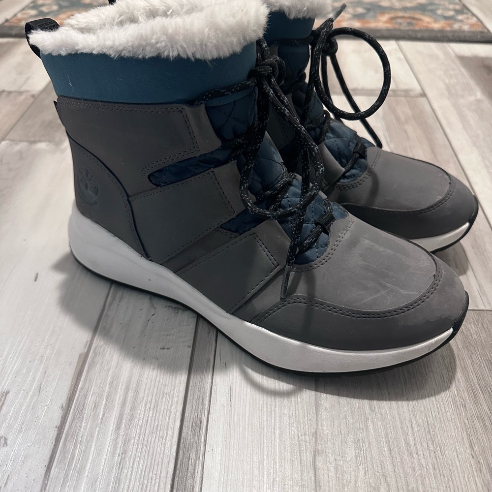 Timberland Gray and Blue Winter Boots
